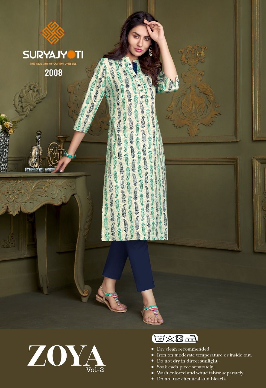 Suryajyoti Zoya 2 Cotton Fancy Daily Wear Embroidery Kurti Collection